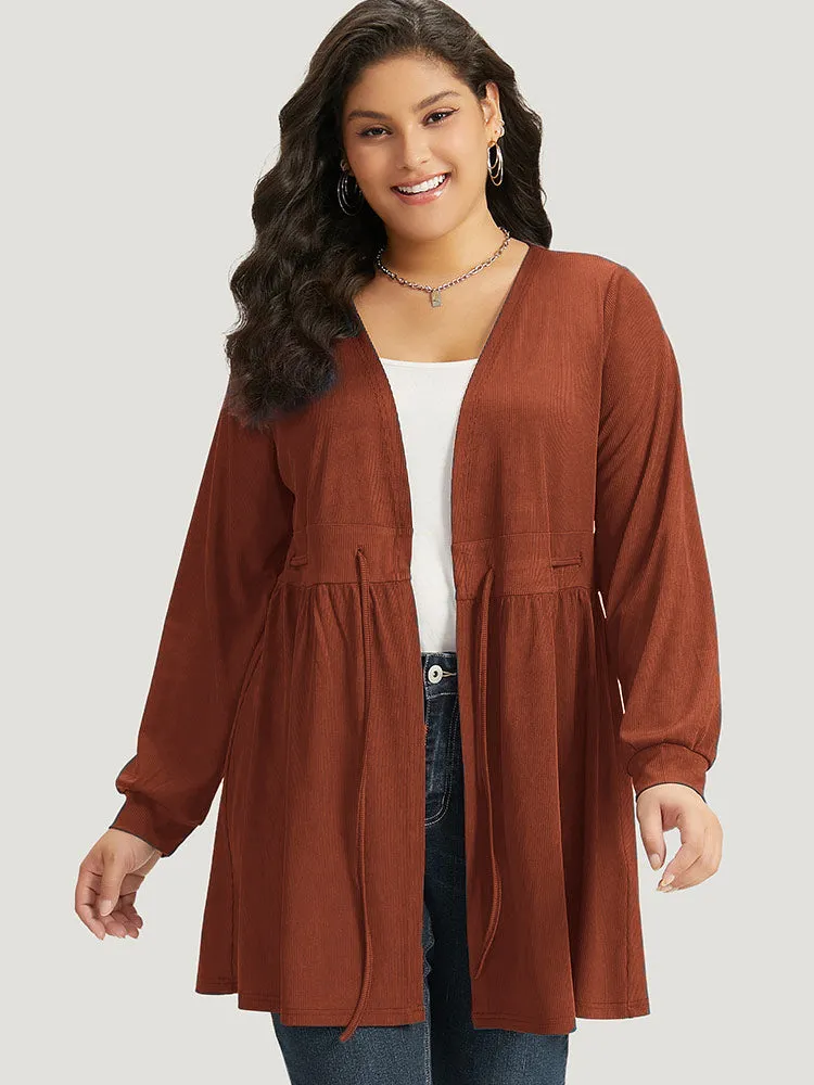 Plain Drawstring Knot Gathered Open Front Coat sold by Bloomchic product image thumbnail 2