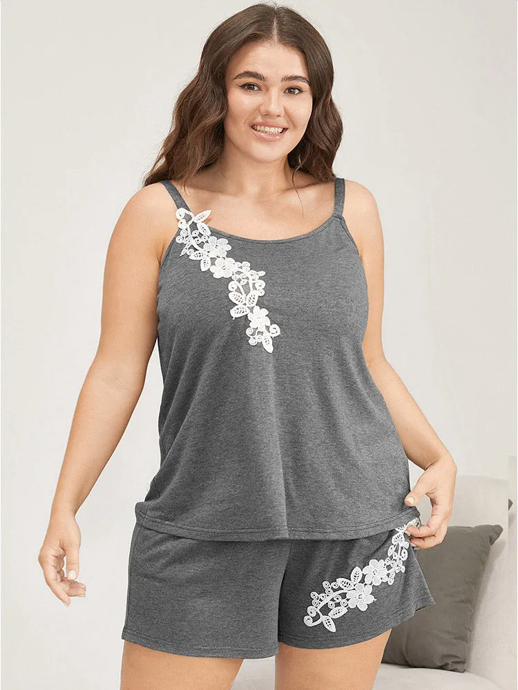 Solid Guipure Lace Sleep Cami Top sold by Bloomchic