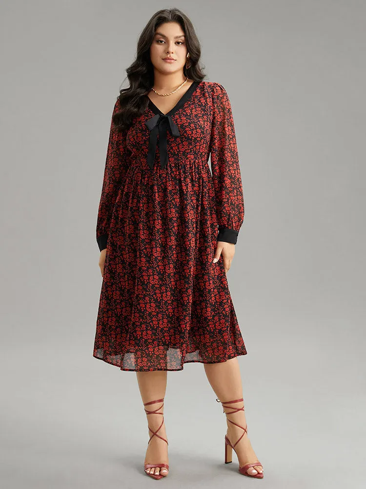 Ditsy Floral Patchwork Elastic Waist Ties Dress sold by Bloomchic product image thumbnail 5