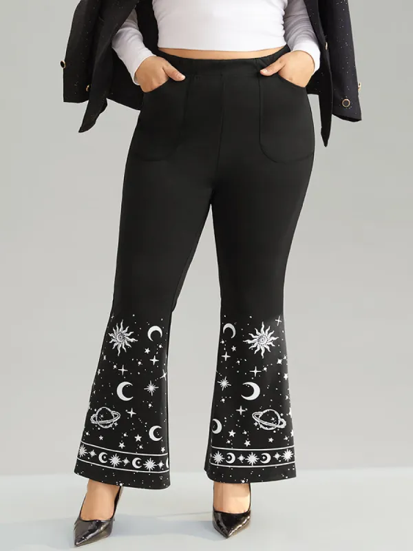Moon & Star High Rise Elastic Waist Flare Leg Pants sold by Bloomchic