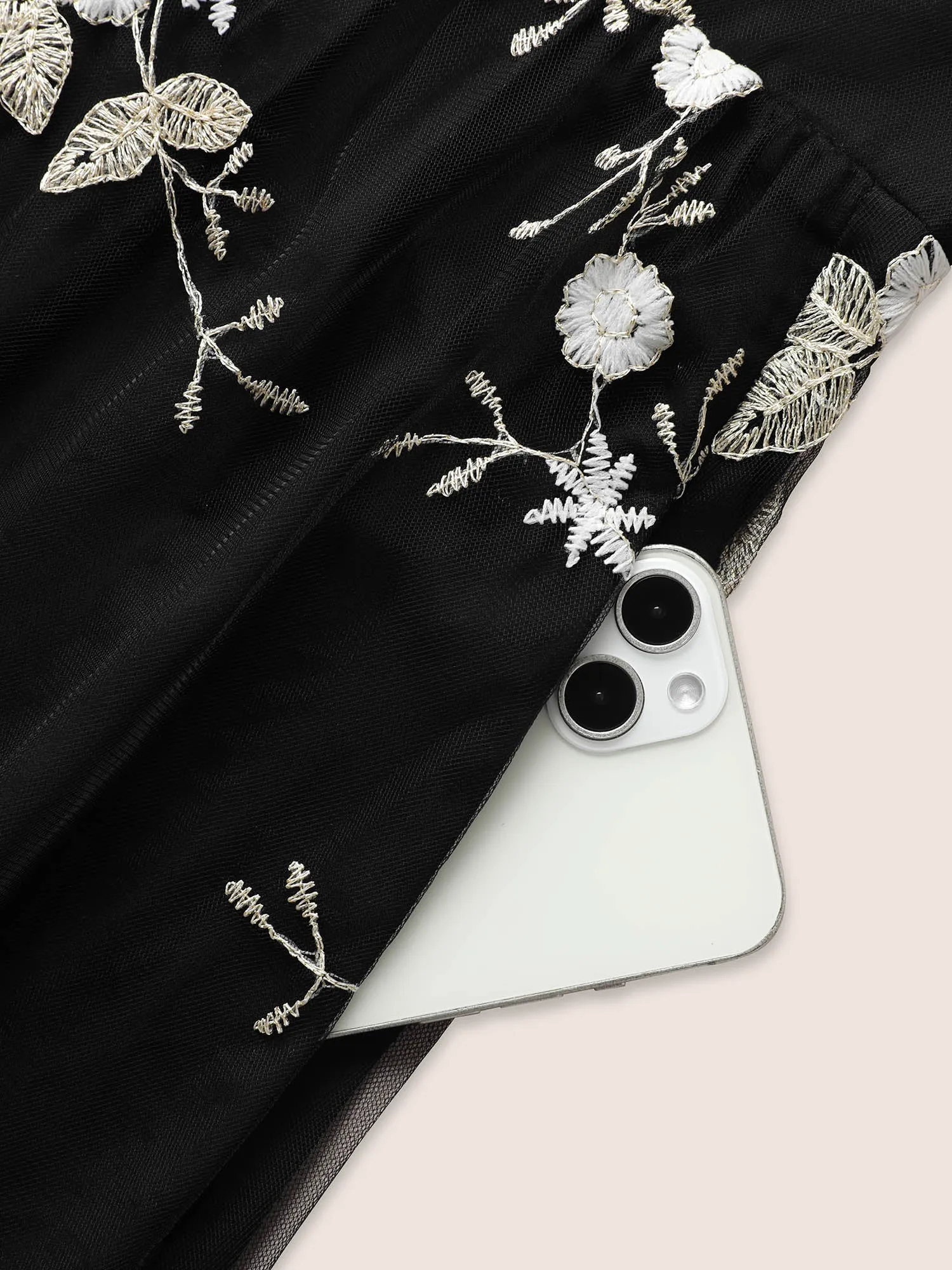 Mesh Floral Embroidered Sleeveless Maxi Dress sold by Bloomchic product image thumbnail 5