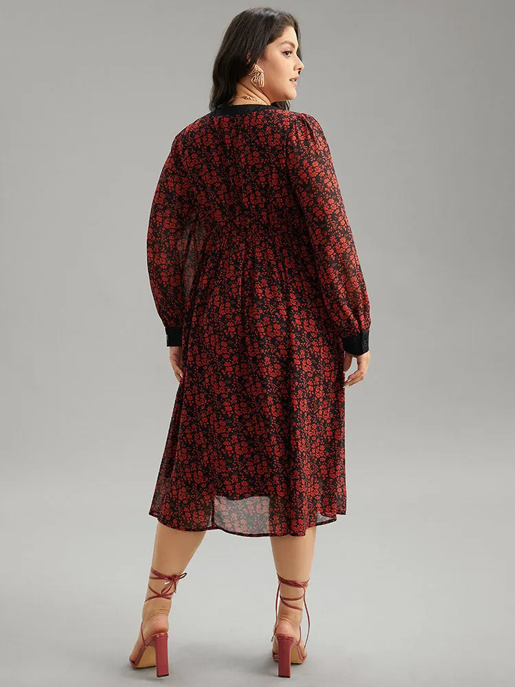 Ditsy Floral Patchwork Elastic Waist Ties Dress sold by Bloomchic product image thumbnail 3