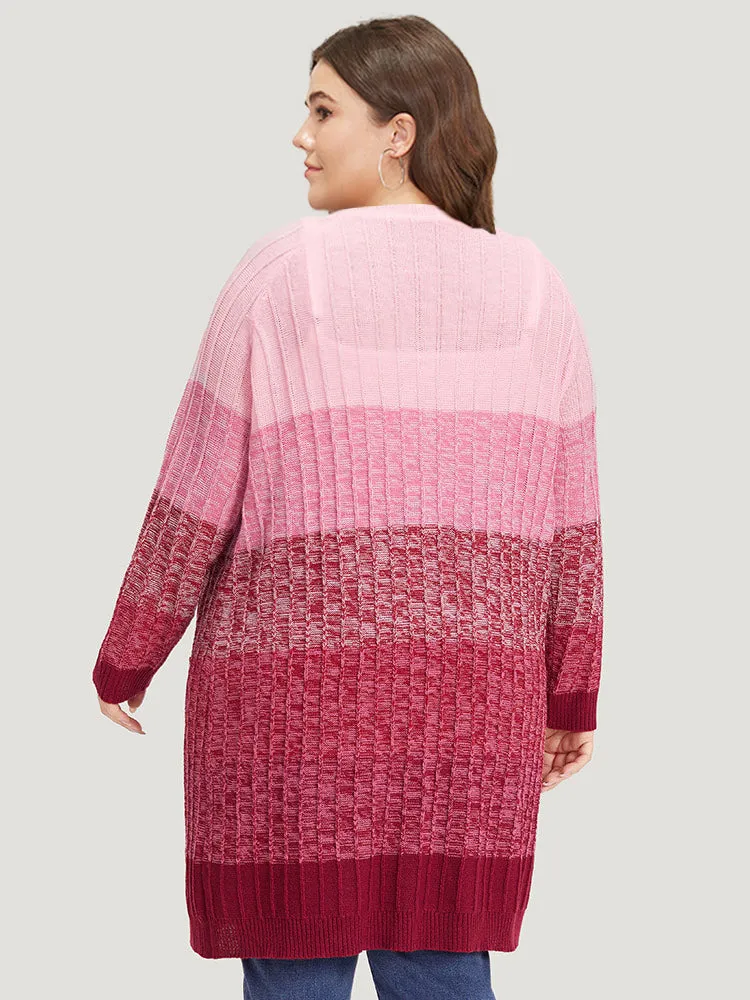 Ombre Colorblock Patched Pocket Tunic Cardigan sold by Bloomchic product image thumbnail 2