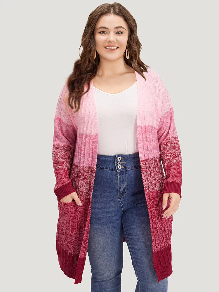 Ombre Colorblock Patched Pocket Tunic Cardigan sold by Bloomchic product image thumbnail 4