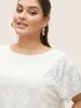 Round Neck Textured Floral Mesh T-shirt sold by Bloomchic