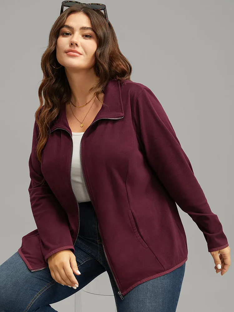 Plain Zipper Fly Lapel Collar Jacket sold by Bloomchic product image thumbnail 4