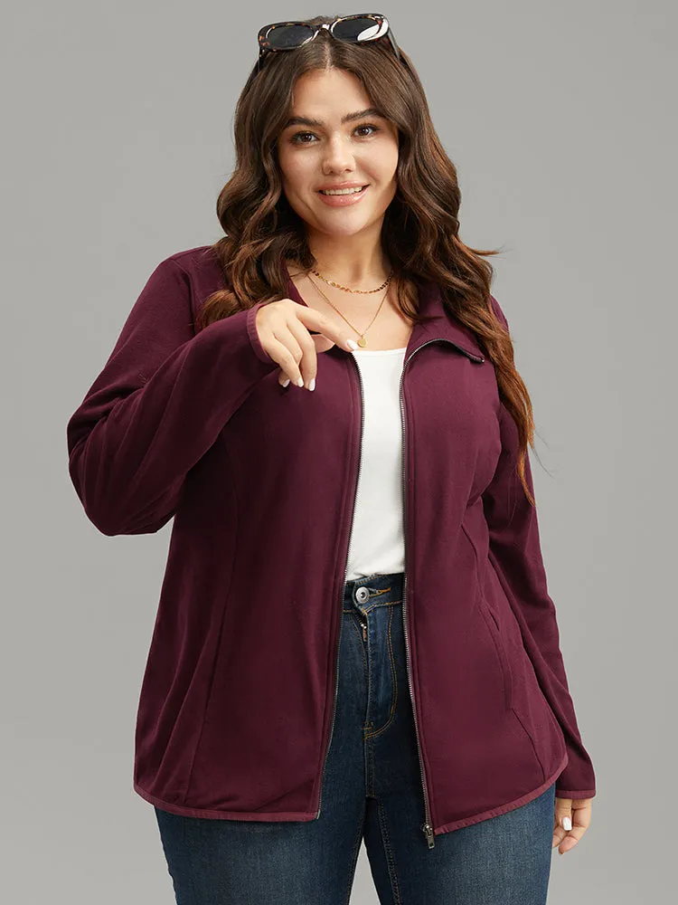 Plain Zipper Fly Lapel Collar Jacket sold by Bloomchic