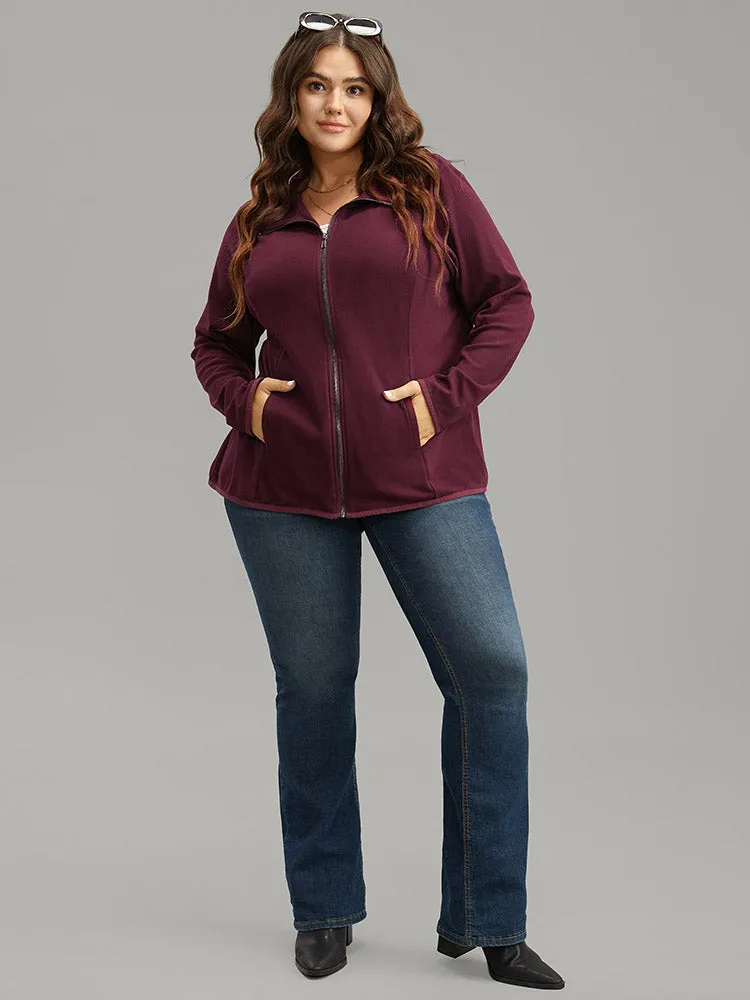 Plain Zipper Fly Lapel Collar Jacket sold by Bloomchic product image thumbnail 3