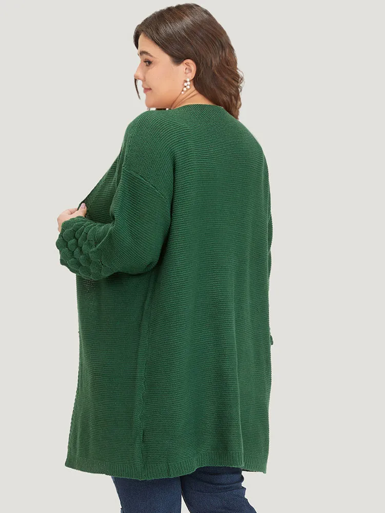 Plain Geo Eyelet Lantern Sleeve Cardigan sold by Bloomchic product image thumbnail 2