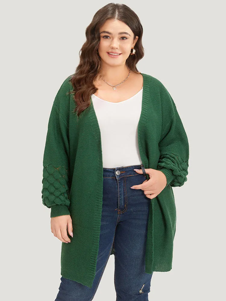 Plain Geo Eyelet Lantern Sleeve Cardigan sold by Bloomchic product image thumbnail 3