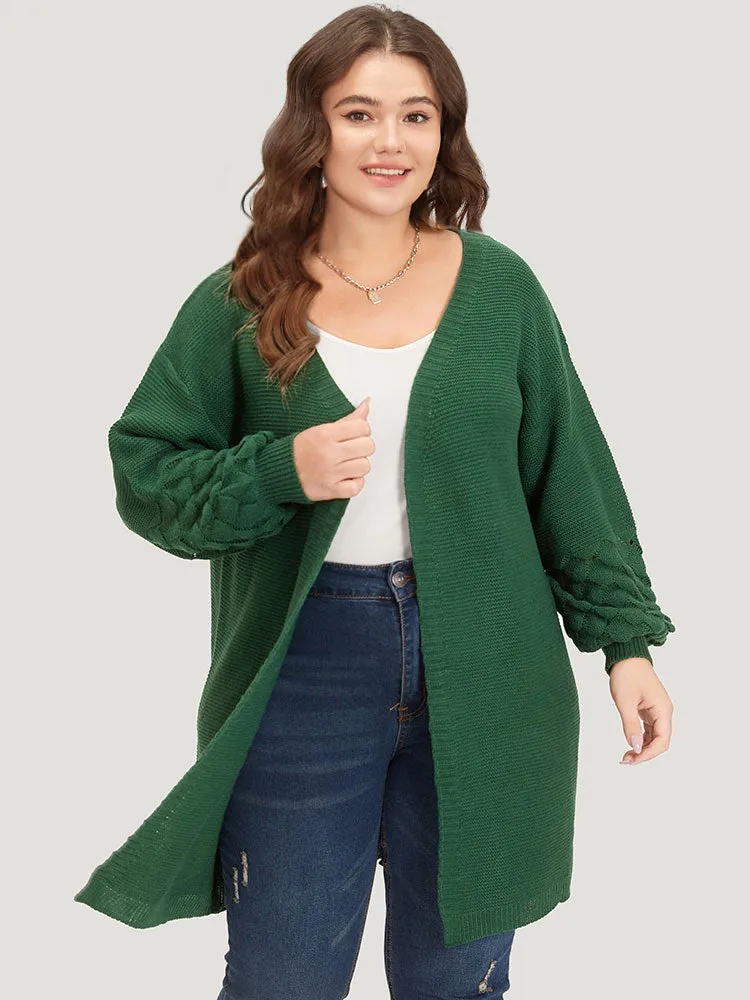 Plain Geo Eyelet Lantern Sleeve Cardigan sold by Bloomchic product image thumbnail 4