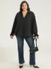 Knot Pleated Lantern Sleeve Blouse sold by Bloomchic