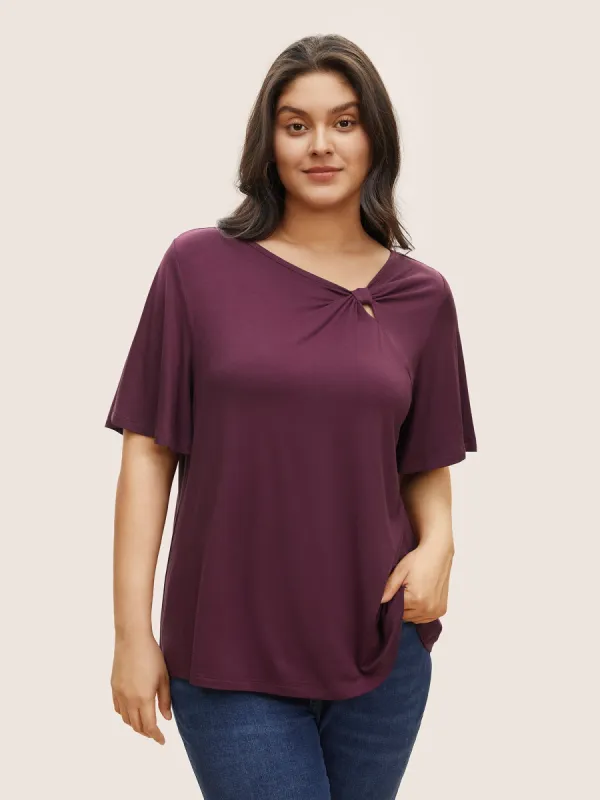 Supersoft Essentials Twist Front Asymmetrical Neck T-shirt sold by Bloomchic