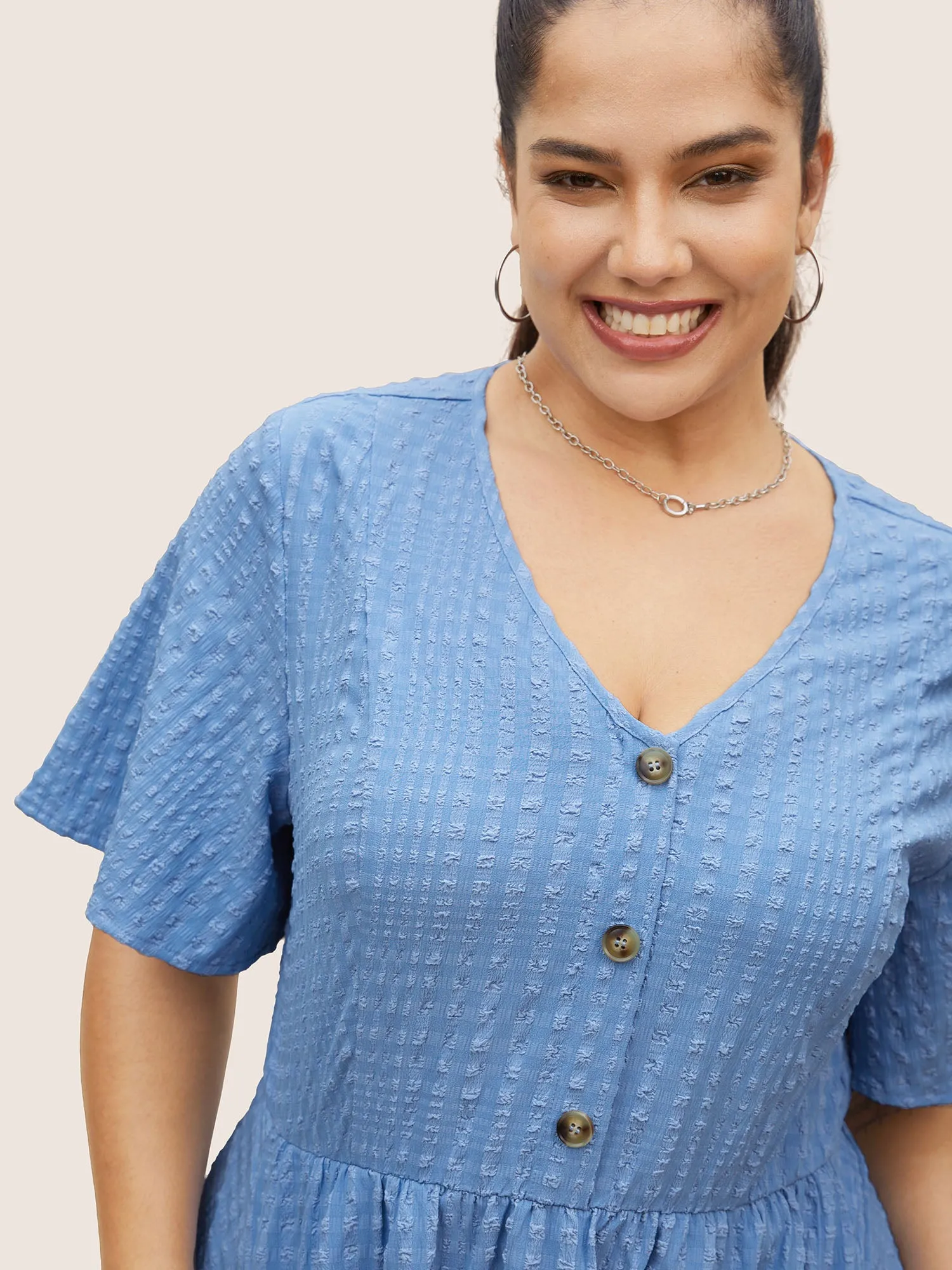 Solid Textured Jacquard Pocket Dress sold by Bloomchic product image thumbnail 4