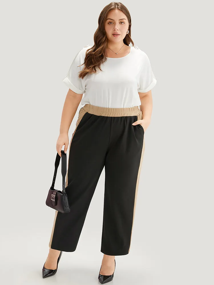 Two Tone Elastic Waist Pocket Pants sold by Bloomchic product image thumbnail 4