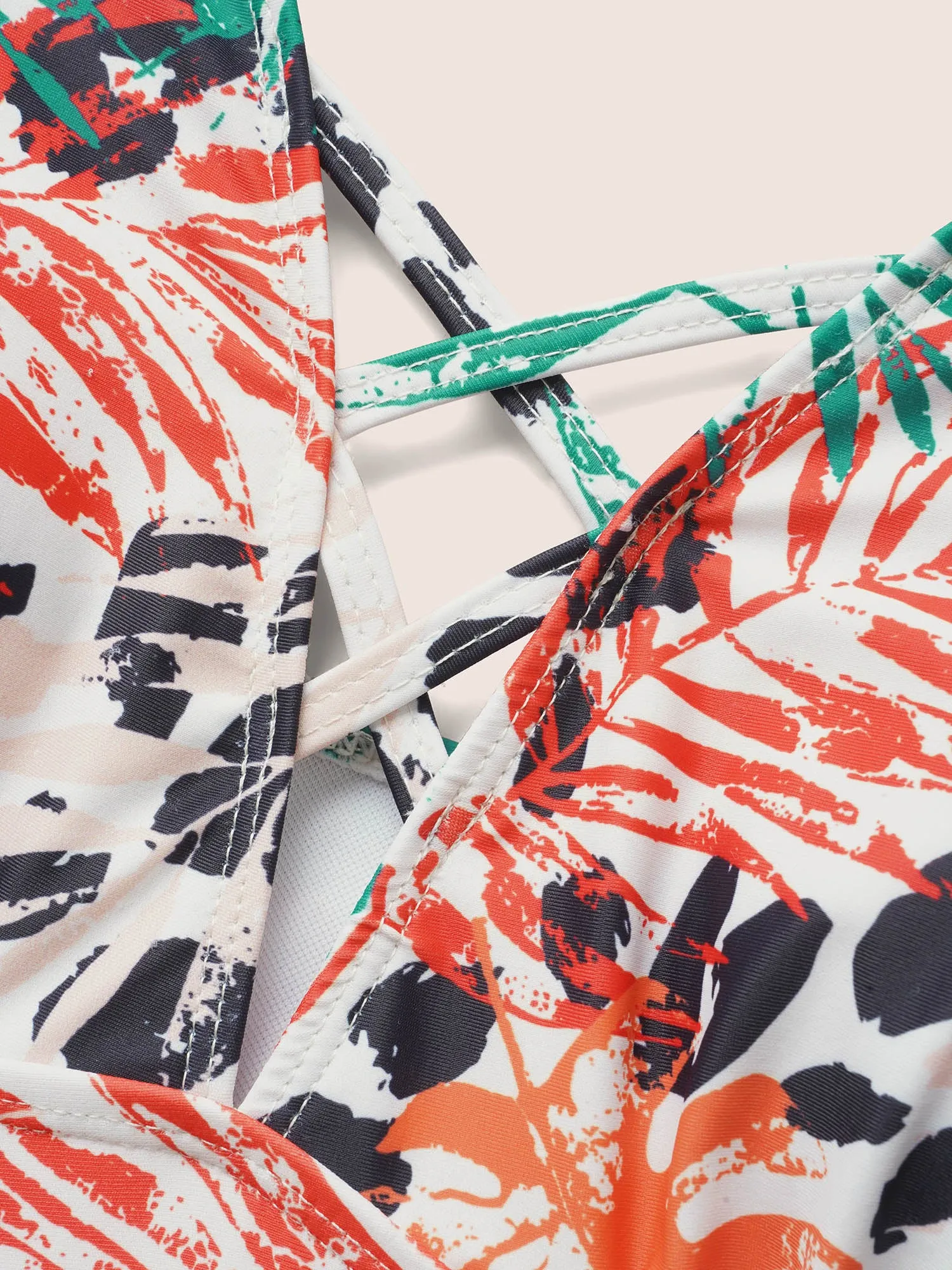 Tropical Print Crisscross Keyhole One Piece Swimsuit sold by Bloomchic product image thumbnail 5