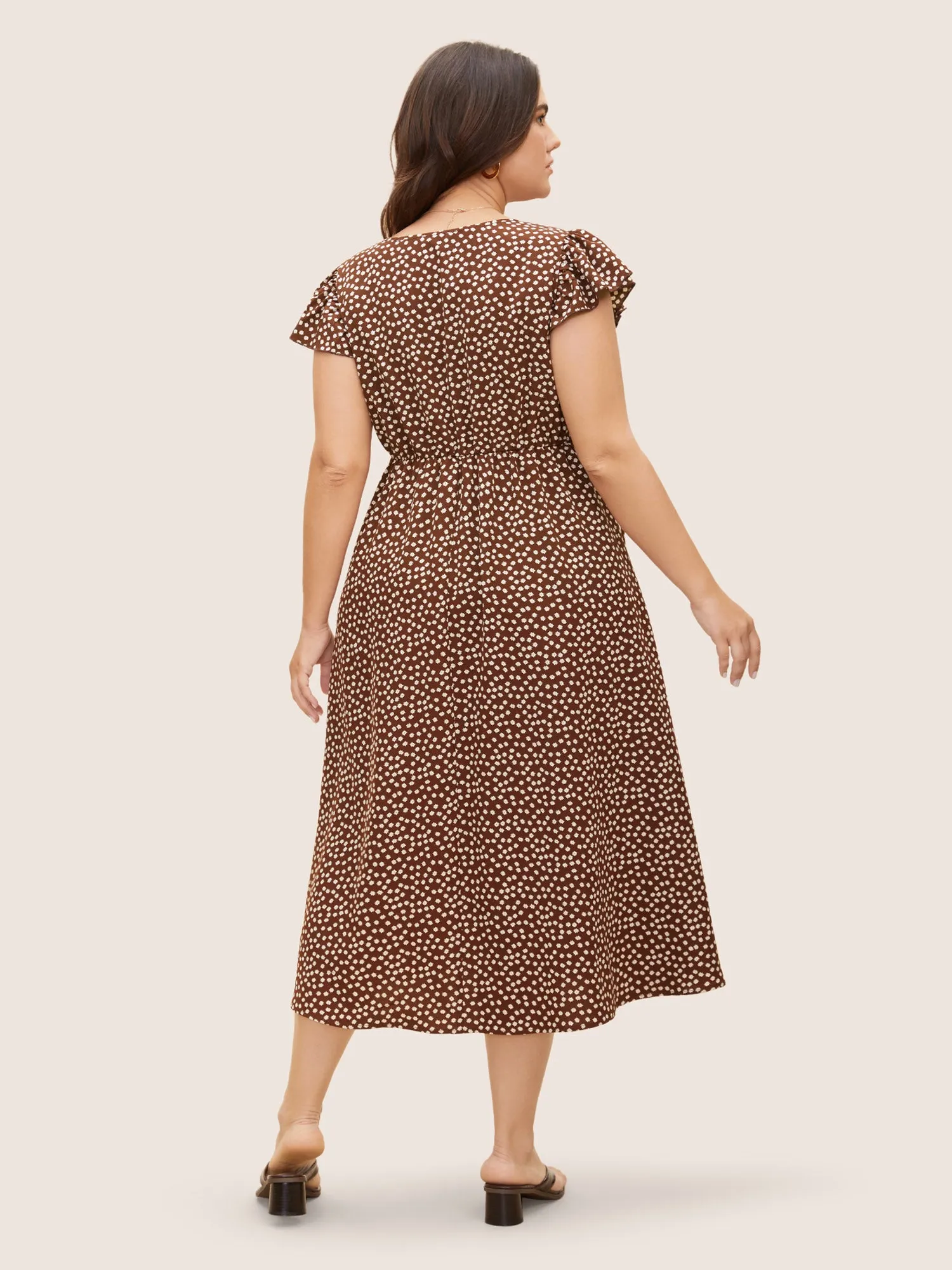 Ditsy Floral Tie Knot Cap Sleeve Dress sold by Bloomchic product image thumbnail 4