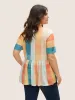 Contrast Plaid Round Neck Gathered T-shirt sold by Bloomchic