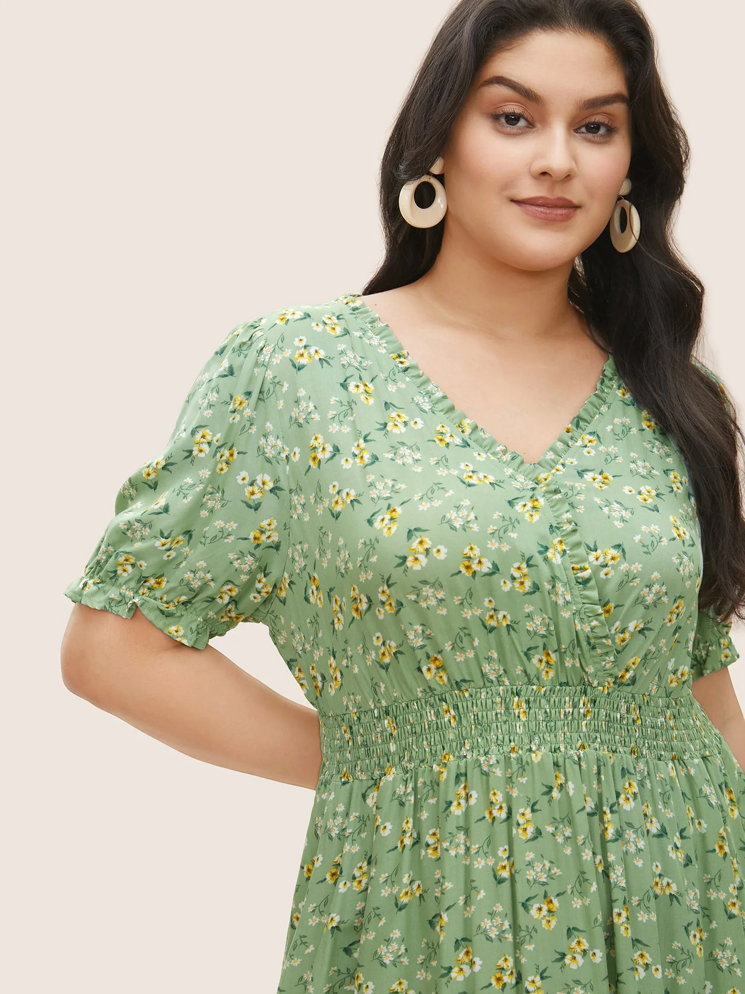 Supersoft Essentials Ditsy Floral Wrap Shirred Dress sold by Bloomchic product image thumbnail 4