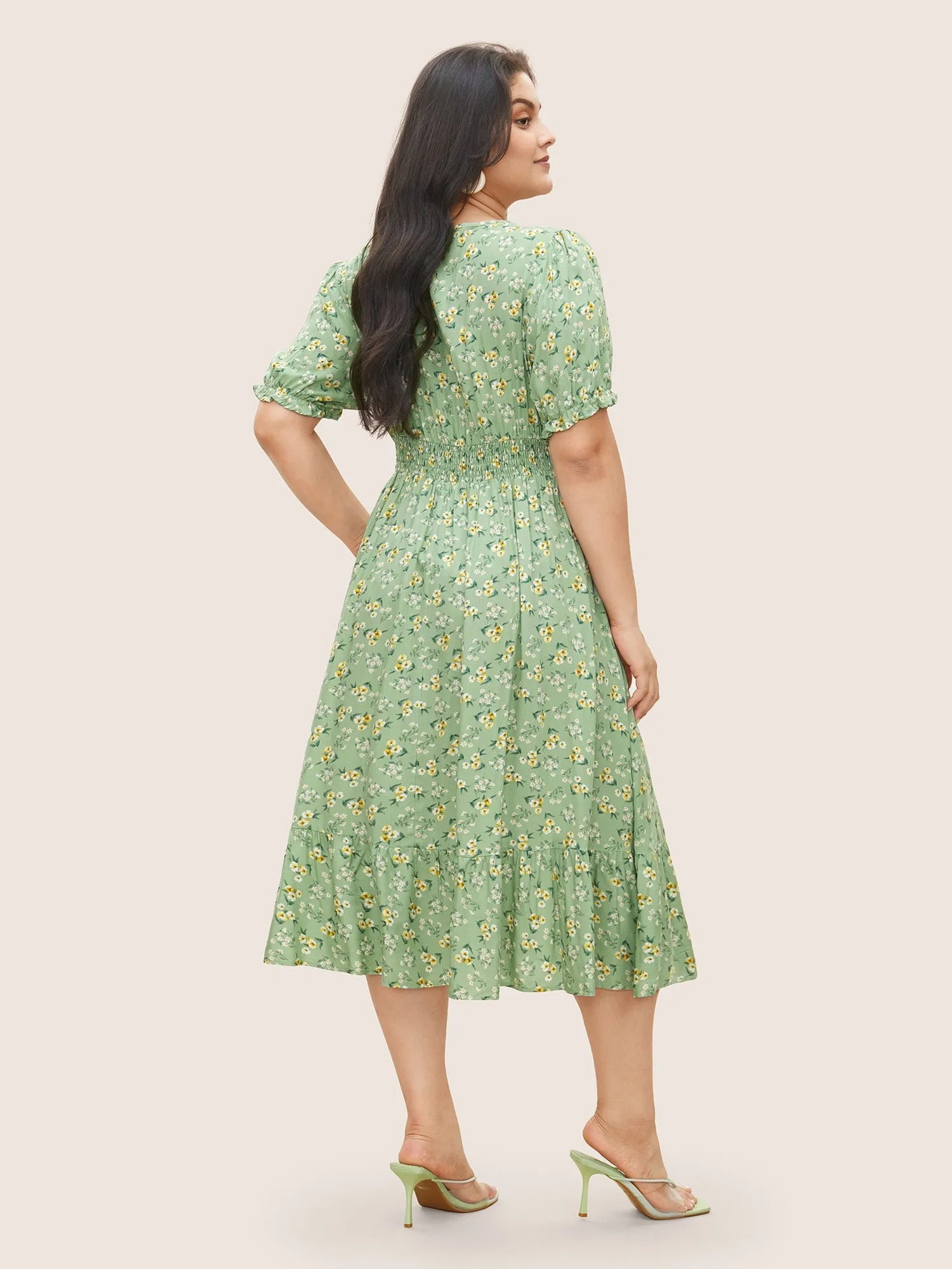 Supersoft Essentials Ditsy Floral Wrap Shirred Dress sold by Bloomchic product image thumbnail 3
