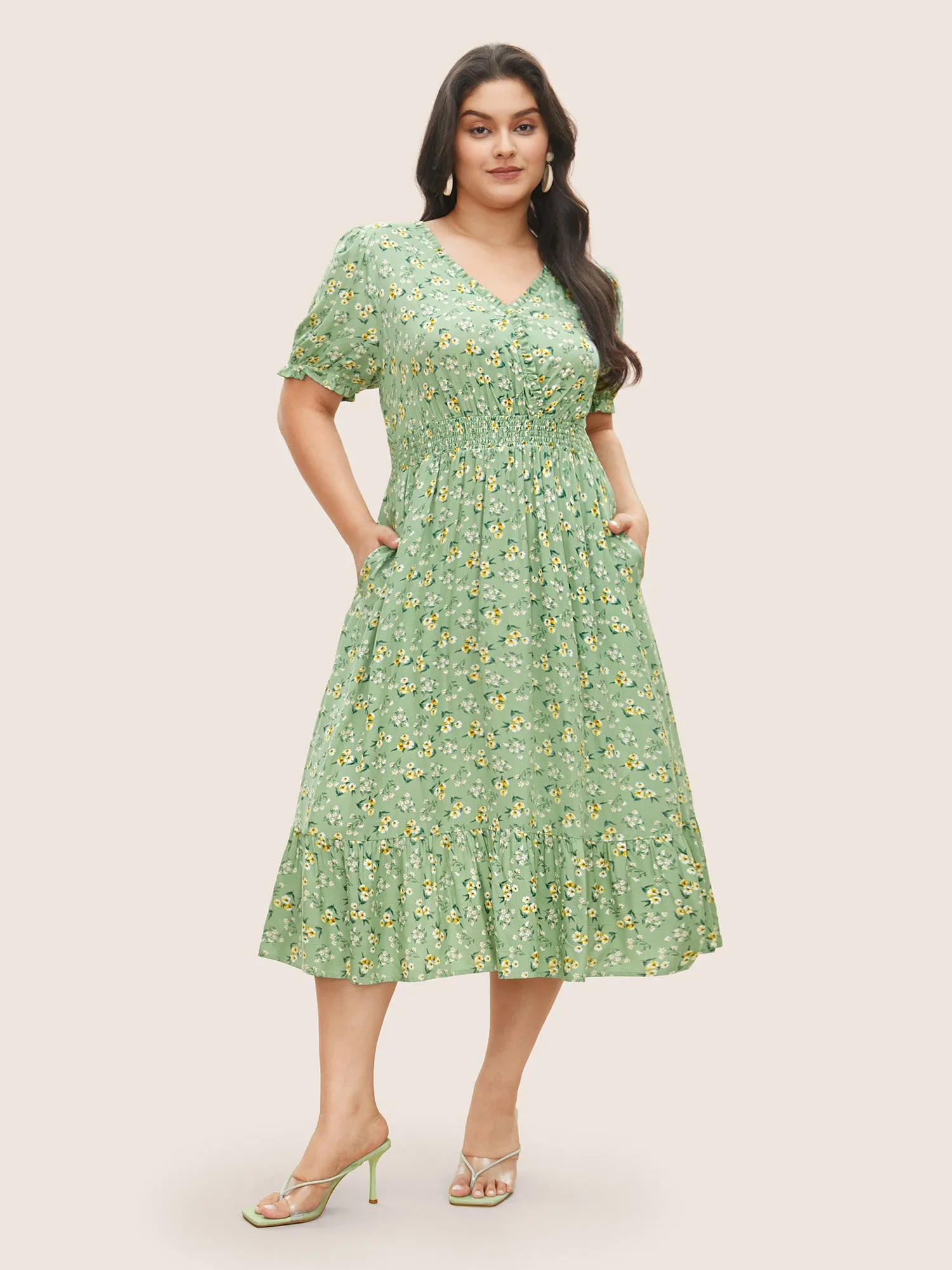 Supersoft Essentials Ditsy Floral Wrap Shirred Dress sold by Bloomchic product image thumbnail 2