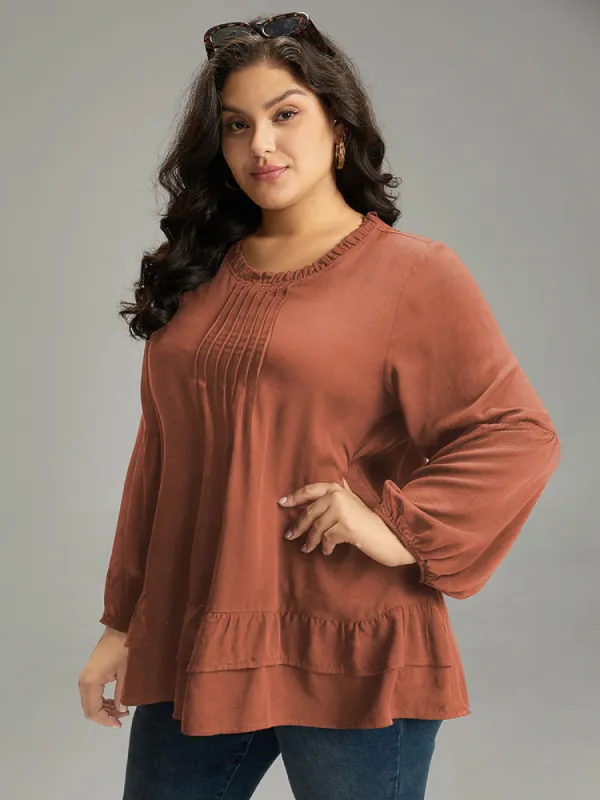 Seam Detail Frill Trim Layered Blouse sold by Bloomchic