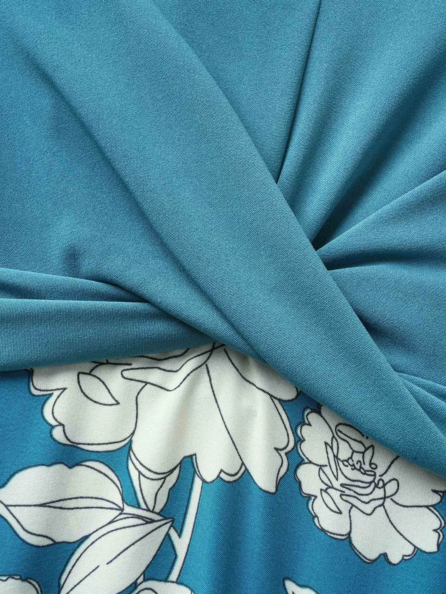 Floral Patchwork Twist Front Midi Dress sold by Bloomchic product image thumbnail 5