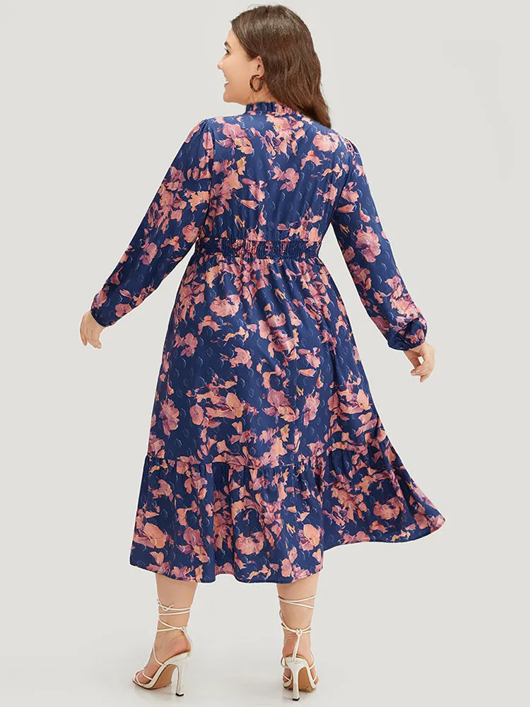 Floral Print Shirred Frill Trim Ties Dress sold by Bloomchic product image thumbnail 4