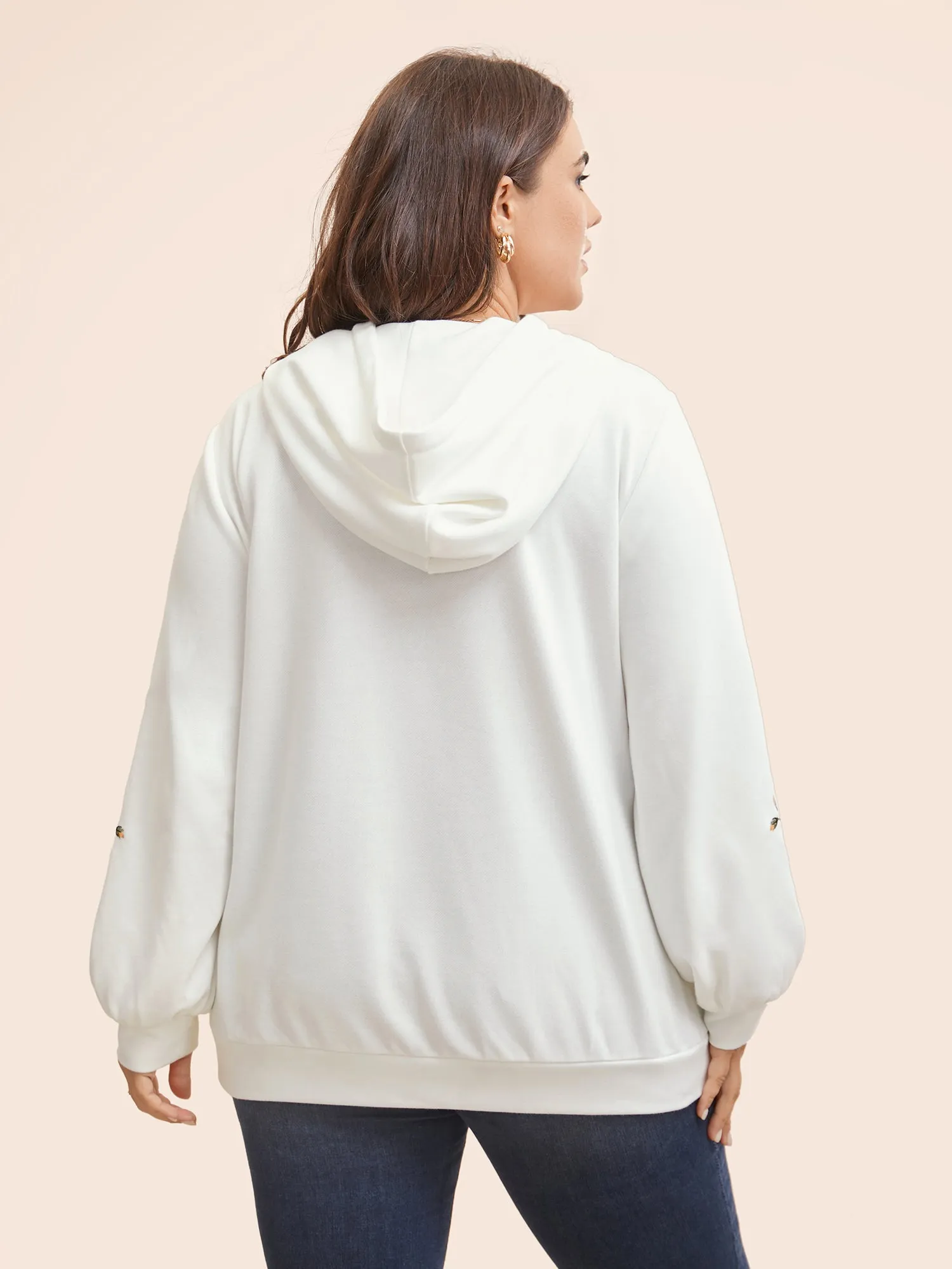 Floral Embroidered Hooded Drawstring Sweatshirt sold by Bloomchic product image thumbnail 4