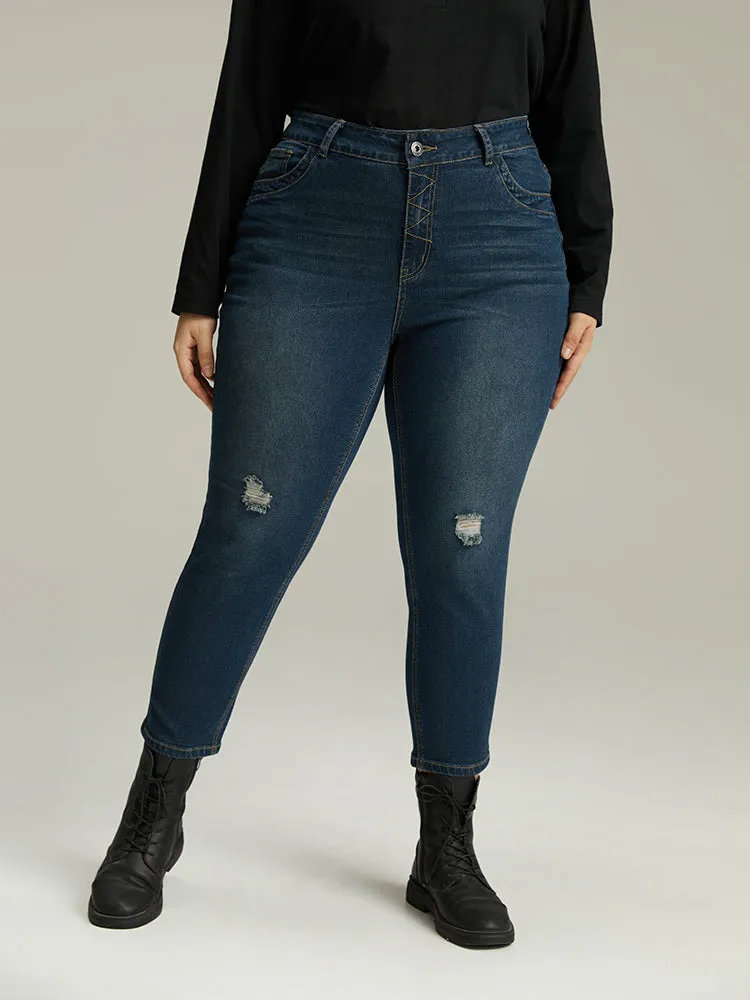 Stitch Detail Distressed Very Stretchy Jeans sold by Bloomchic product image thumbnail 3