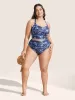 Tropical Coconut Tree Print Ruched Swim Bottom sold by Bloomchic