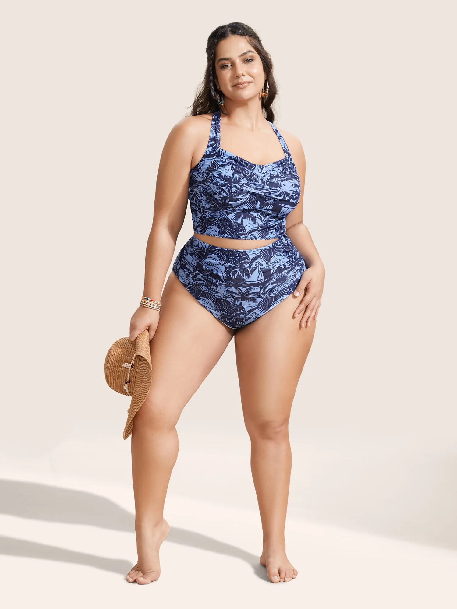 Tropical Coconut Tree Print Ruched Swim Bottom sold by Bloomchic product image thumbnail 3