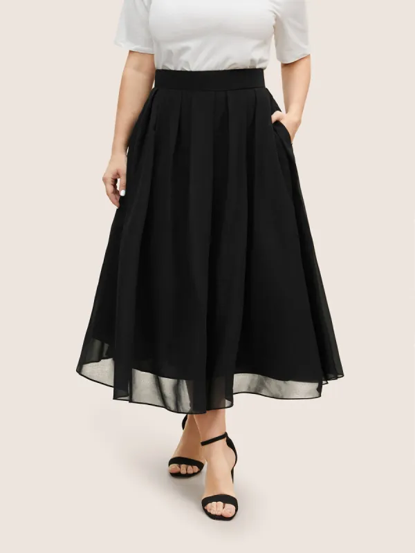 Chiffon Solid See Through Tiered Skirt sold by Bloomchic