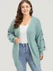 Floral Embroidered Lantern Sleeve Drop Shoulder Cardigan sold by Bloomchic