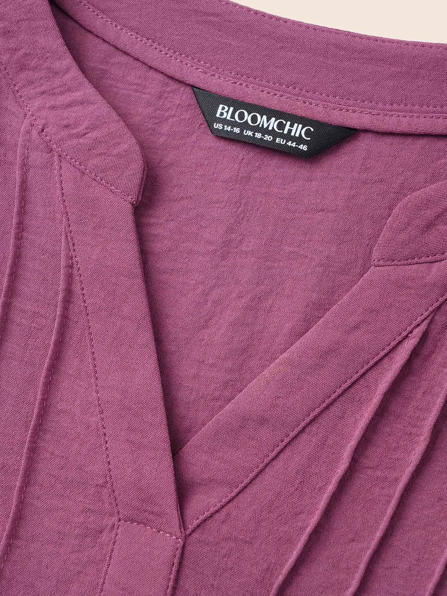 Notched Pleated Ruffles Split Hem Blouse sold by Bloomchic product image thumbnail 5