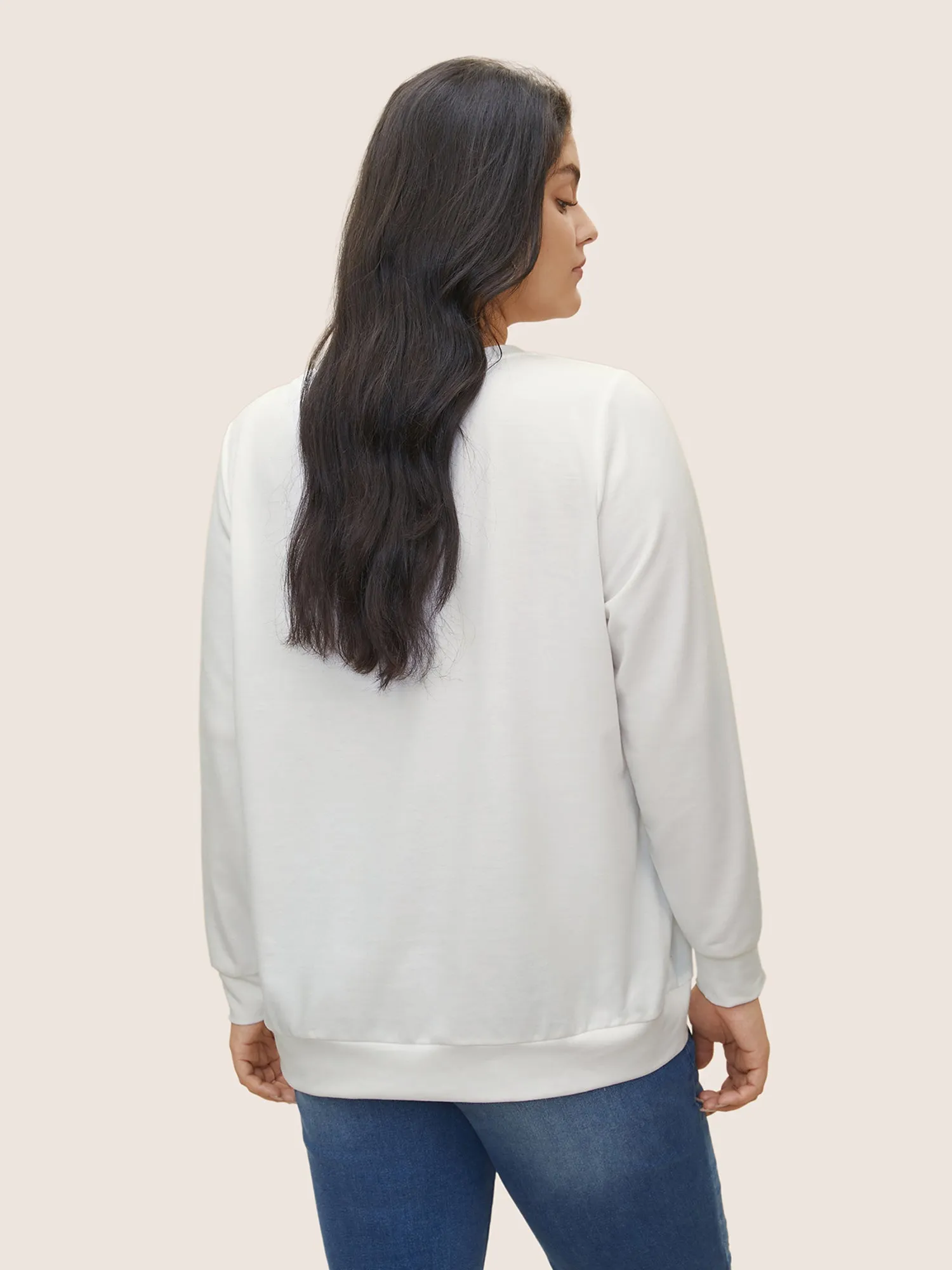 Graphic Natural Floral Print Crew Neck Sweatshirt sold by Bloomchic product image thumbnail 2