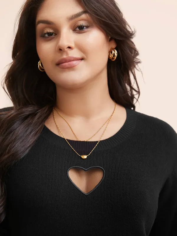 Supersoft Essentials Heart Embroidered Cut Out Pullover sold by Bloomchic