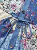 Patchwork Floral Drawstring Button Detail Dress sold by Bloomchic