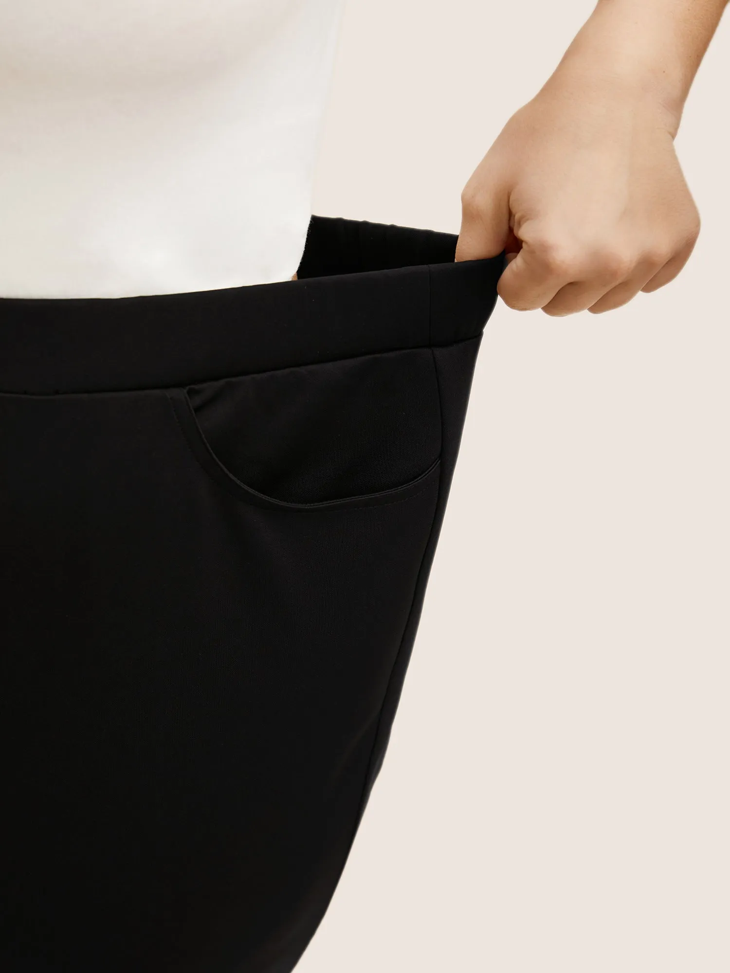 Medium Stretch Laser Cut Elastic Waist Bootcut Pants sold by Bloomchic product image thumbnail 3