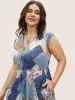 Patchwork Floral Drawstring Button Detail Dress sold by Bloomchic