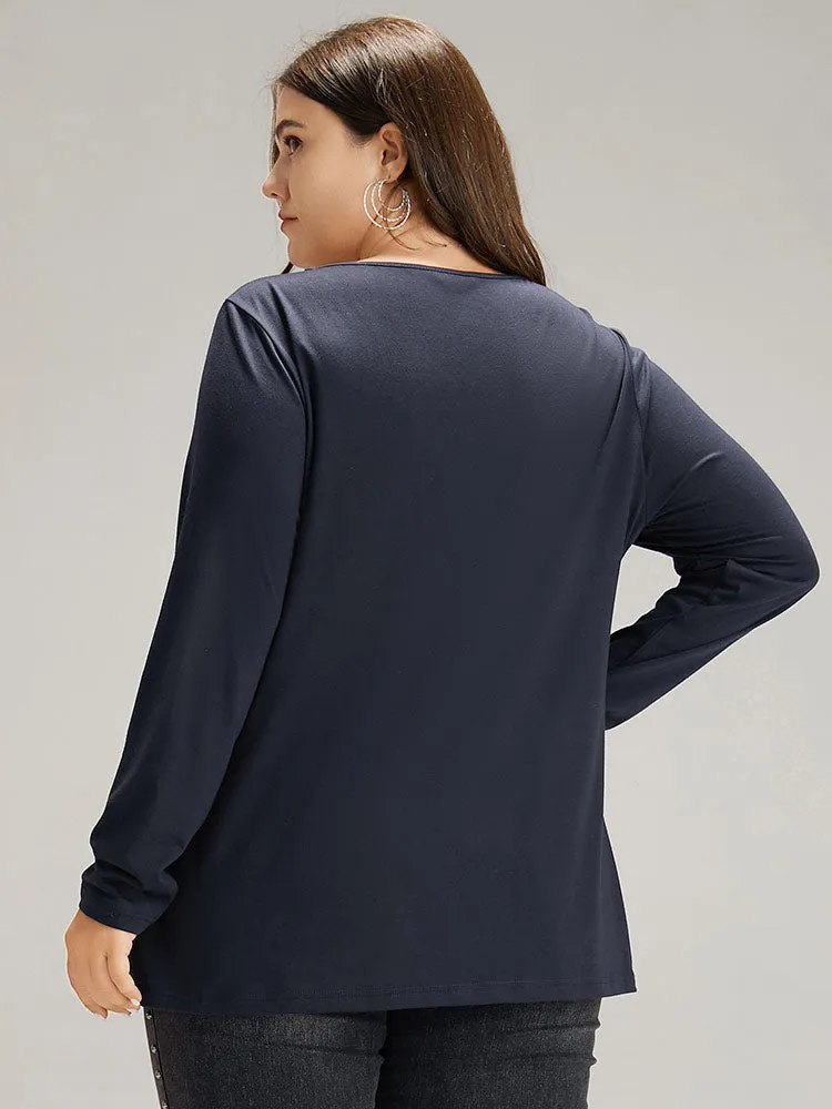 Plain Half Zip Button Detail T-shirt sold by Bloomchic product image thumbnail 2