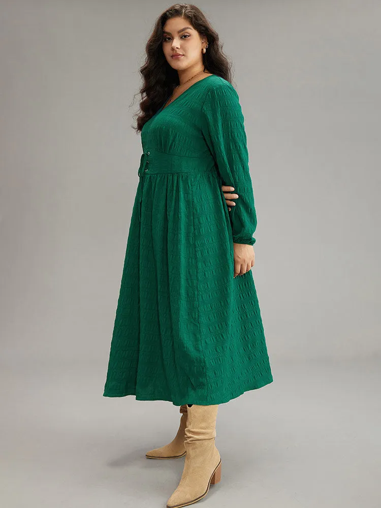 Plain Lace Up Gathered Pocket Dress sold by Bloomchic product image thumbnail 3