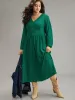 Plain Lace Up Gathered Pocket Dress sold by Bloomchic