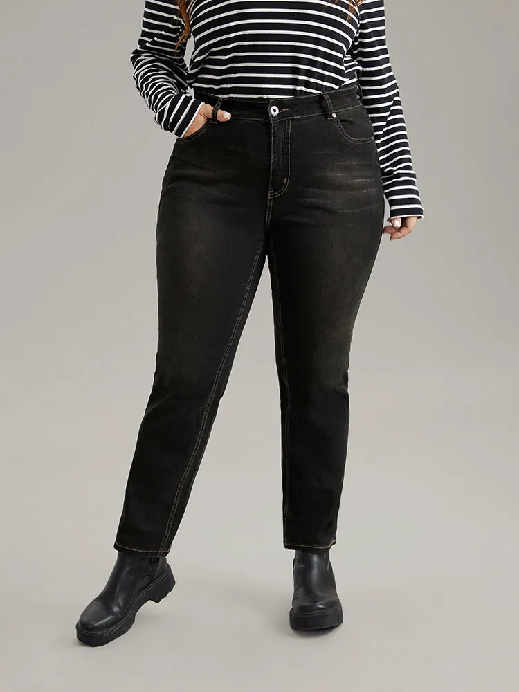 Full Length High Rise Black Wash Jeans sold by Bloomchic product image thumbnail 2