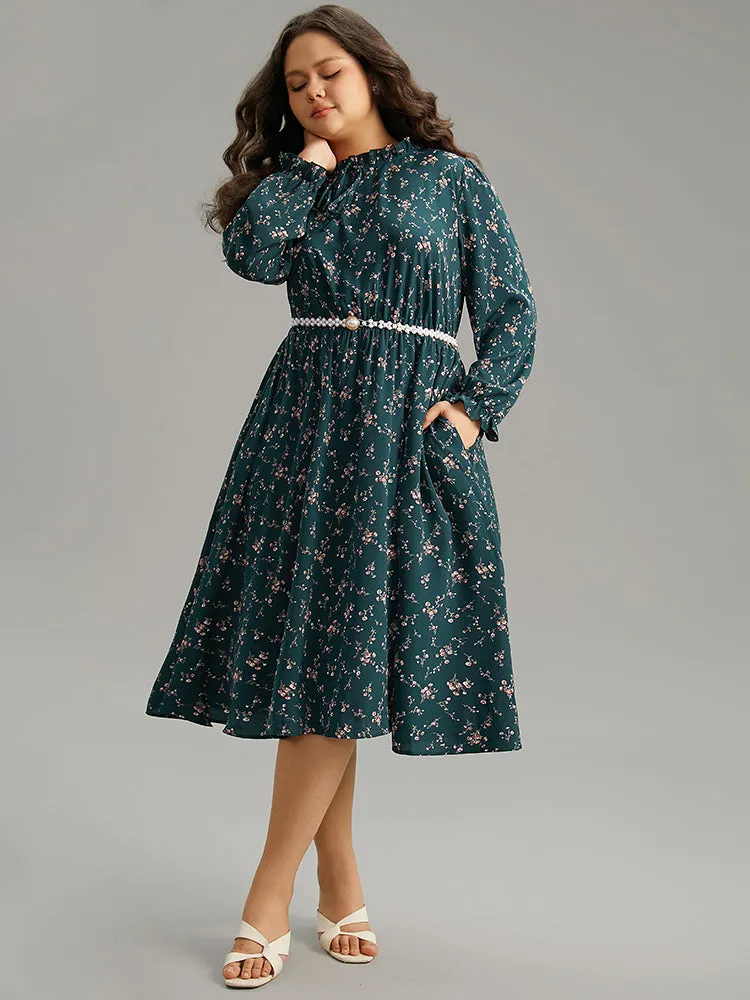 Ditsy Floral Pocket Mock Neck Dress sold by Bloomchic