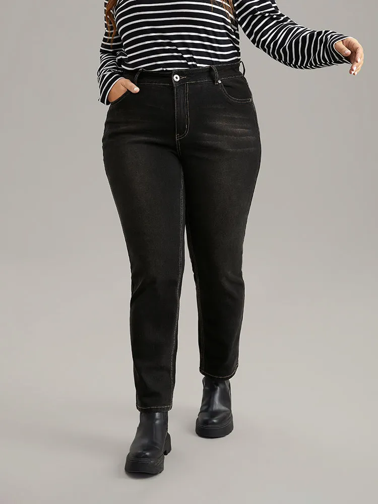 Full Length High Rise Black Wash Jeans sold by Bloomchic
