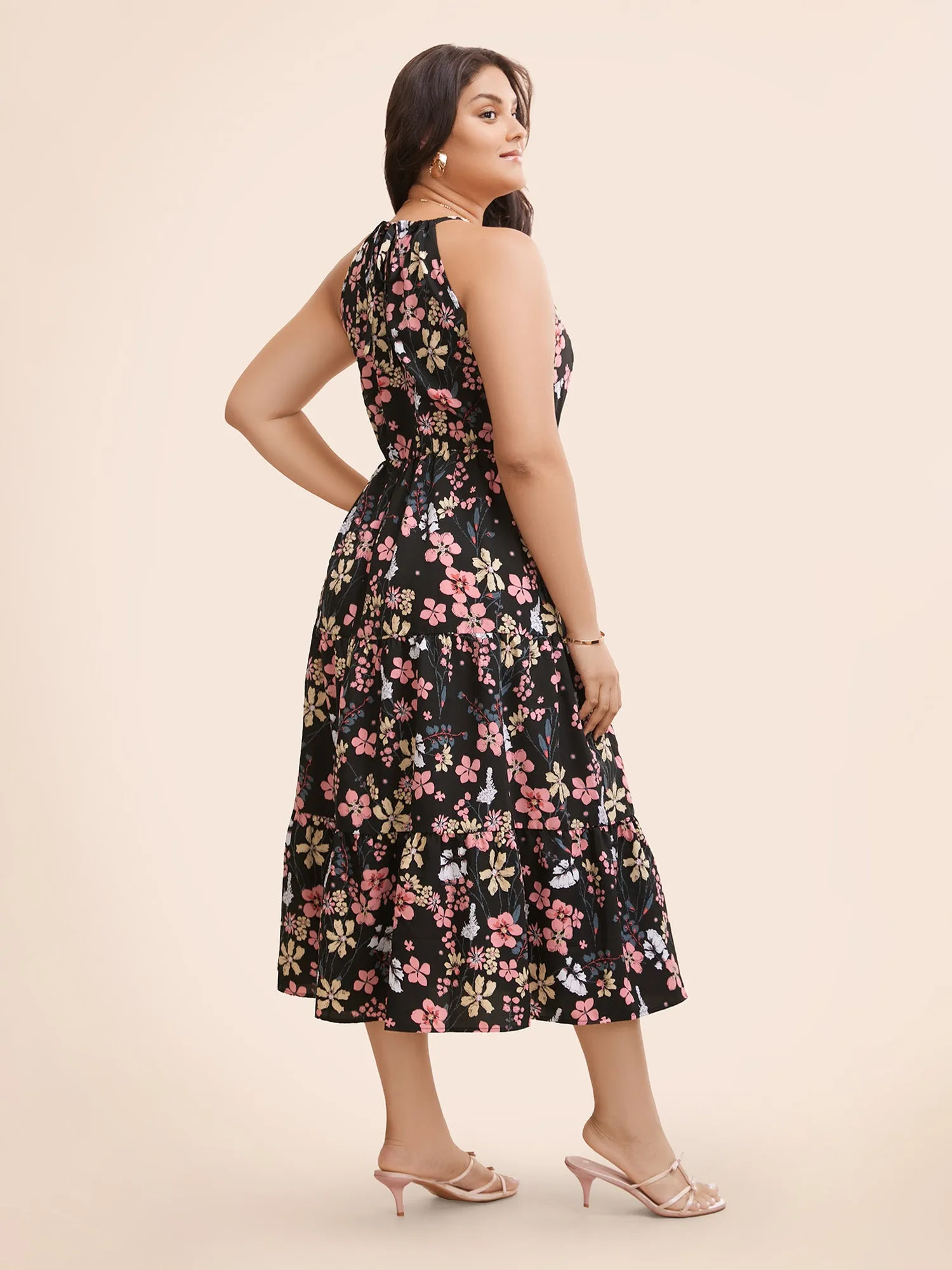Floral Halter Neck Ruffle Hem Dress sold by Bloomchic product image thumbnail 3