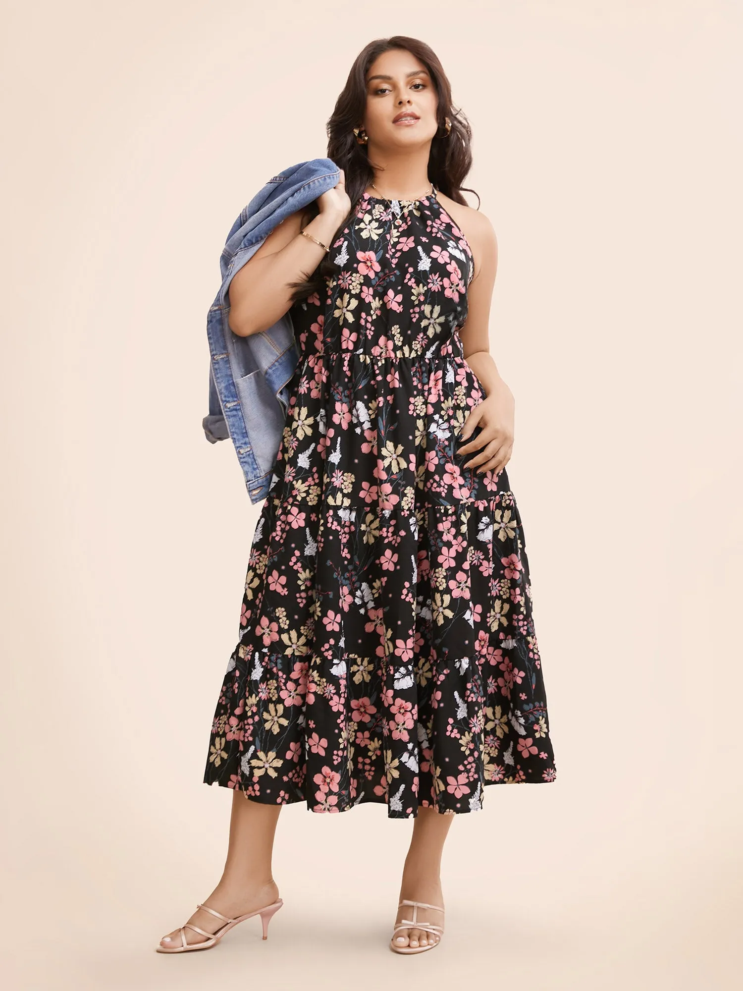 Floral Halter Neck Ruffle Hem Dress sold by Bloomchic product image thumbnail 2