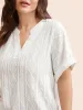 Plain Jacquard Notched Dolman Sleeve T-shirt sold by Bloomchic