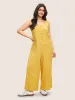 Solid Textured Scoop Neck Patched Pocket Jumpsuit sold by Bloomchic